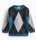Tu kids Grey Argyle Knitted Jumper – ages 1-2 yrs to 3-4 yrs – free click and collect