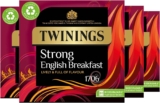 Twinings English Strong Breakfast Tea Bold, Lively & Full of Flavour Black Tea Multipack Bulk Buy, 320 (4 x 80) Biodegradable Tea Bags