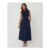 Twist Detail 2-in-1 Midi Dress with Poplin Skirt in Navy