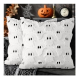 Two-Eyed Ghost Cushion Covers Set of 2, 18×18 Cm, White