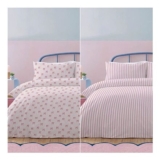 Two Pack Double Pink & White Striped Duvet Covers