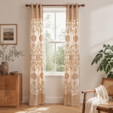 Two-Piece European-Style Golden Wire Jacquard Curtains, Hollow Embroidered Tulle Drapes for Living Rooms, Bedrooms, Studies, Dining Rooms, Balconies & Offices (2 pcs 103 260cm 40.6 101.4 in)