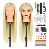 TwoWin 26in Wig Styling Head with Clamp, 80% Real Hair
