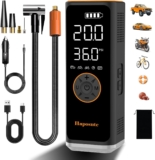 Tyre Inflator Portable Air Compressor 12V DC, 150PSI Corded/Cordless 6000mAh Long-Lasting Battery Electric Air Pump with Digital Display & Dual LED Light for Car, Motorcycle, Bike, Ball & DIY