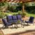 U-MAX 5 Seater Outdoor Garden Furniture Set, Patio Metal Fram,Dark Blue 3-Seater Sofa & 2 Armchairs with Coffee Table, Weather Resistant Patio Lounge Set for Garden, Patio, Balcony & Poolside