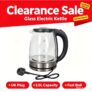 UK Warehouse Clearance 2.0L Transparent Glass Electric Kettle 12V High Low Gear Fast Boiling 6-10 Minutes