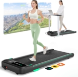 UREVO Under Desk Treadmill 1-6 km/h, Portable Walking Pad with built-in Wheels, Compact Treadmills for Home with Double Shock Absorption, Remote Control and LED Display