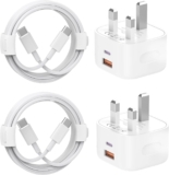 USB C Charger for iPhone 15 16 17 Charger, 2Pack 20W USB C and USB Dual Port Fast Charger Plug with 6FT USBC to C Cable for iPhone 17e/Air/17/16/15 Plus/Pro/Pro Max,iPad Pro/Air/Mini,Samsung and More