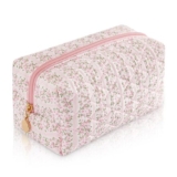 UUYUUY Quilted Pastel Pink Makeup Bag, 1 Pc, All-round Storage