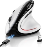 Uineer Ergonomic Wireless Mouse, Rechargeable Vertical Bluetooth Mouse Reduce Wrist Strain, Connect Up to 3 Devices, Silent Click, 4 Adjustable DPI, Compatible with Windows & macOS