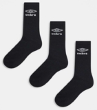 Umbro Womens Crew Socks in Black, 3 Pack, Size 6-8.5