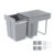 Under Cabinet Dual Compartment Waste Bin 20L20L, Recycling, Gray