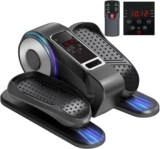 Under Desk Electric Pedal Exerciser 15 Speeds for Seniors, Home, Office 12 Remote Adjustable Speeds, 3 Auto Programs, LED Display, Forward Reverse Motion, Non Slip Pedals, Quiet Under 30dB (Red)