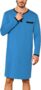 Uniexcosm Mens Long Sleeve Pajama Tops, Nightshirt for Men Button Round Neck Sleep Shirt Nightgown Nightwear Nightdress Sleepwear Loose Fit for Casual Hospital Home