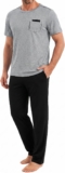 Uniexcosm Mens Pyjamas Set Short Sleeve Top and Trousers