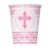 Unique Party 43786 – Radiant Cross Pink Religious Paper Cups Christening Baptism, Pack of 8,9 oz