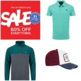 Up to 60% Off Sitewide Extra 20% Off With Code & £1 Delivery – Cap £8.80 / Tee £8.96 / Polo £15.20 & More