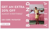 Up to 80% off Womenswear Footwear and Skincare Extra 20% off with code