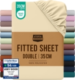 Utopia Bedding Double Fitted Sheet, Beige, Deep Pocket 35cm (14) Oeko-Tex Certified, Non Iron Wrinkle-Free, Shrinkage and Fade Resistant, Soft Brushed Microfiber Fabric, Bottom Sheet