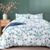 Utopia Bedding Double Leaves Mint Print Duvet Cover Set Soft Microfibre Polyester – Bedding Quilt Cover Set