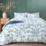 Utopia Bedding Double Leaves Mint Print Duvet Cover Set Soft Microfibre Polyester – Bedding Quilt Cover Set