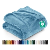 Utopia Bedding Queen Fleece Blanket 228x228cm, 300GSM, Washed Blue