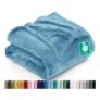 Utopia Bedding Queen Fleece Blanket 228x228cm, 300GSM, Washed Blue