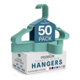 Utopia Home 50-Pack Plastic Hangers with Shoulder Grooves, Aqua