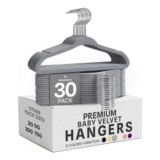 Utopia Home Velvet Hangers for Kids, Pack of 30, Grey