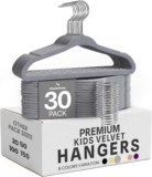 Utopia Home Velvet Kids Hangers for Clothes (Pack of 30) – Non-Slip and Sturdy Baby and Childrens Hangers – Space Saving (Grey)