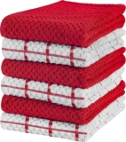 Utopia Towels – 6 Kitchen Towels Set – 38 x 64 cm – 100% Ring Spun Cotton Super Soft and Absorbent Dish Towels, Tea Towels and Bar Towels (Red)