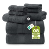 Utopia Towels Premium 8-Piece Towel Set, 100% Cotton, Grey
