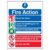 V Safety 12005AN-S General Fire Action 5 Message Sign – Portrait – 150mm x 200mm – Self Adhesive Vinyl, Black/Blue/Green/Red