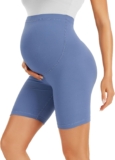 VALANDY Creamlush Maternity Shorts Over The Belly Pregnancy Biker Shorts Lounge Yoga Pants (S-XL)