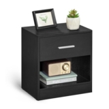 VASAGLE Bedside Table, Side Table with Drawer, Open Compartment,