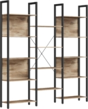 VASAGLE Bookcase, Bookshelf with 14 Shelves, Metal Frame, Shelf Unit for Living Room, Home Office, Industrial Style, 24 x 158 x 166 cm, Camel Brown and Ink Black LLS107K01