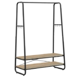 VASAGLE Clothes Rail, Clothes Rack with 2 Shelves, 6 S-Shaped Hooks, Steel Frame, for Bedroom