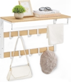 VASAGLE Coat Rack Wall Mounted, with Shelf, Clothes Rail, 10 Hooks