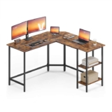 VASAGLE Computer Desk, L-Shaped Corner Desk, 130 x 130 x 76 cm, Gaming Desk, Workstation with 2 Storage Shelves