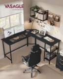 VASAGLE Computer Desk, L-Shaped Corner Desk, 140 x 140 x 76 cm, Ebony black Gaming Desk