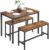 VASAGLE Dining Table with 2 Benches, 3 Piece Set, Kitchen Table of 70 x 110 x 75 cm, 2 Benches of 30 x 97 x 50 cm Each, Steel Frame, Industrial Design, Rustic Brown and Black KDT070B01