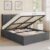 VASAGLE Double Bed Frame, 135 x 190 cm, Ottoman Bed with Lift-Up Storage – Grey