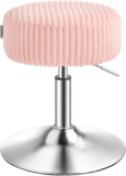 VASAGLE Dressing Table Stool, Height Adjustable Makeup Vanity Stool, 360 Swivel, Short Pile Plush Fabric Upholstery, Thick Cushion, for Bedroom, Kitchen, Dining Room, Island, Pink LJB128S101