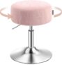 VASAGLE Dressing Table Stool, Height Adjustable Makeup Vanity Stool, 360Swivel, PU Upholstery, Thick Cushion, for Bedroom, Kitchen, Dining Room, Modern, Jelly Pink LJB120SA01