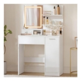 VASAGLE Dressing Table with LED Lights