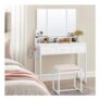 VASAGLE Dressing Table with Padded Stool, Triple Mirror, 3 Drawers