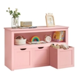 VASAGLE Kids Toy Storage Cabinet with Wheels, 3 Drawers