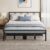 VASAGLE King Bed Frame, 150 x 200 cm, with Slats and Headboard, Metal Platform Bed, Supports Up to 500 kg, Easy Assembly, Modern Bedroom Furniture, Ink Black RMB297B101
