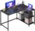 VASAGLE L Shaped Corner Desk, Computer Gaming Desk with Storage, Reversible Height-Adjustable Shelves, for Home Office, 110 x 80 cm, Ebony Black LWD135BE01