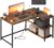 VASAGLE L Shaped Corner Desk, Computer Gaming Desk with Storage, Reversible Height-Adjustable Shelves, for Home Office, with Power Outlets 2 USB Ports, 110 x 80 cm, Rustic Brown LWD131KD02